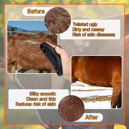 Curry Comb Kit, 6 Ring Curry Comb & Rubber Brush, Curry Comb Kit for Grooming Horses, Dogs, Goats, Cattle, Cow, Donkey Supplies - color: 6 Ring Curry Comb & Rubber Curry Comb