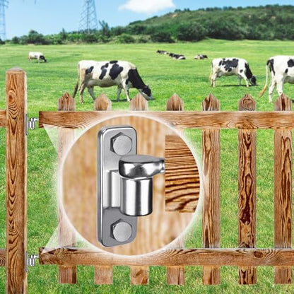 Insaga Heavy Duty 304 Stainless Steel Gate Hinges 4 Pcs, Wall Mount Hardware with 5/8" Pin, One-Piece Cast Hinge for Farm, Fence, Chain Link, Wooden & Metal Gates - color: Silver-SS-Hole-4Pcs