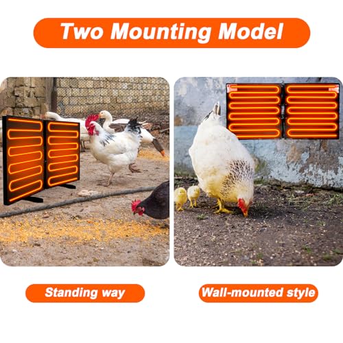 Chicken Coop Heater 240 Watts, Large Size Foldable Energy Efficient Heater for Chicken Coop, Two Mounting Model Radiant Heat Coop Heater for Chicken Kitten Puppy Pets Animals in Winter Black
