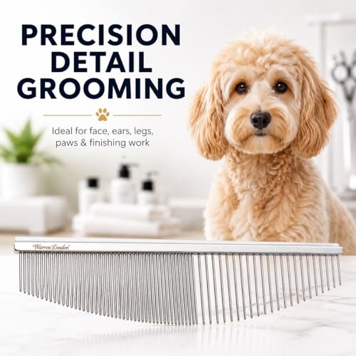 Warren London Copper Crescent Comb 6.5 Inch – Professional Dog Grooming Detail Comb with Curved Teeth – For Face, Legs, Tail, Ears, Paws, Mats, Tangles & Finishing – For Groomers & Pet Owners - style: Crescent Detail Comb