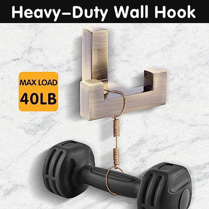 5 Pack Heavy Duty Coat Hook Wall Mount with Screw Retro Double Coat Hook Utility Hook for Coats, Scarves, Bags, Towels, Keys, Hats, Mugs (Bronze) - color: Brown