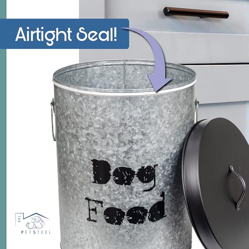 Large 60lb & Small 20lb Dog Pet Food Storage Canister with Scoop – Durable & Airtight for Freshnesss, Minimalist Design & Recyclable, Huge & Small Metal Container (Combo - Dog Bin - Large & Small) - size: Combo - Large Dog 60lb & Small Dog 20lb
