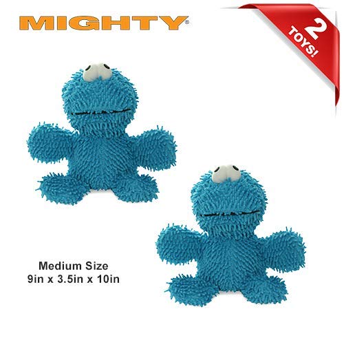 MIGHTY® 2 Pack Microfiber Medium Monster Dog Toys | Ultra Durable Plush Toy with Multiple Layers & Reinforced Seams , Washable and Floats , Mighty® Construction - color: 2PK Blue Monster