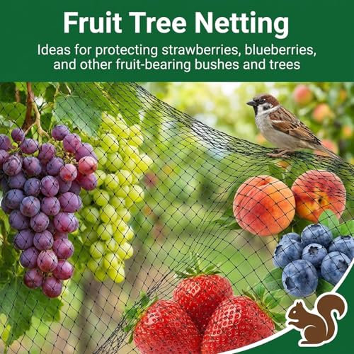 MAQIHAN 13x33ft Bird Netting for Garden - Black Mesh Net Cover for Garden Protection from Deer, Chicken Coop, Squirrel, Poultry Fence for Plant, Fruit Tree, Blueberry Bushes, Strawberry, Vegetable