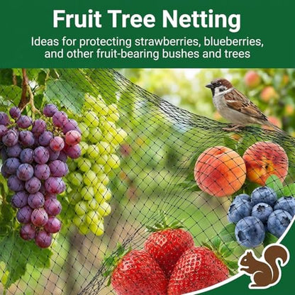 MAQIHAN 13x33ft Bird Netting for Garden - Black Mesh Net Cover for Garden Protection from Deer, Chicken Coop, Squirrel, Poultry Fence for Plant, Fruit Tree, Blueberry Bushes, Strawberry, Vegetable