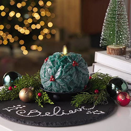 Luminara - Flameless Holiday Crystal Beads Glitter Sphere Candle - Chalky Green - Pack of 1-4x4.25 - Auto Timer Built-in 5-Hour Timer Indoor Use - color: Chalky Green