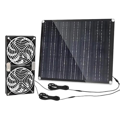 Chicken Coop Fan Solar Powered,25w Solar Panel Powered With Dual Ip67 Waterproof Fans For Green House，Shed,Dog House,2 Way Air-Flow Intake Or Exhaust Chicken Coop Fan Solar - size: 25W Solar Powered Fan Kit