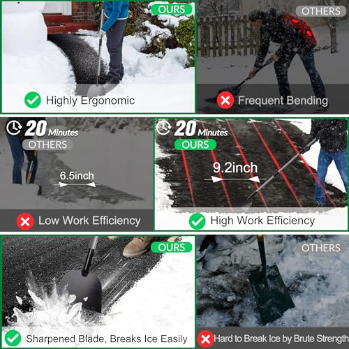 Walensee Flat Shovel, Heavy Duty Floor Scraper Long Handle for Weeding, Moss Removal, Lawn Edging & Outdoor Cleaning, Metal Garden Cleaning Shovel Scraper for Patio, Driveway, Sidewalk, Yard