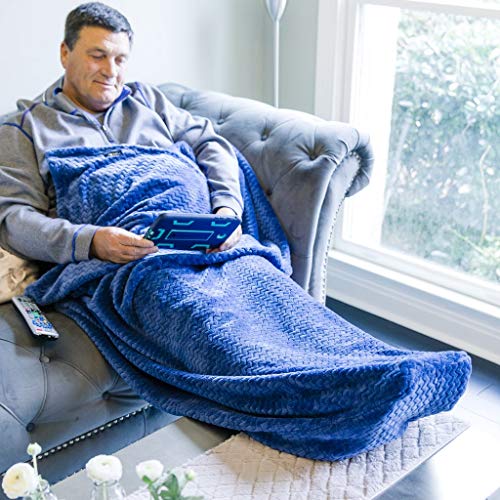 PediPocket Patented Foot Pocket Blanket – 50”x70” with 20”Deep Foot Pocket,Plush Velvety Fleece Blanket, Everyday Luxurious Comfort,Machine Washable,Gift Idea – Light Marvelous Midnight (non-electric) - color: Light Marvelous Midnight