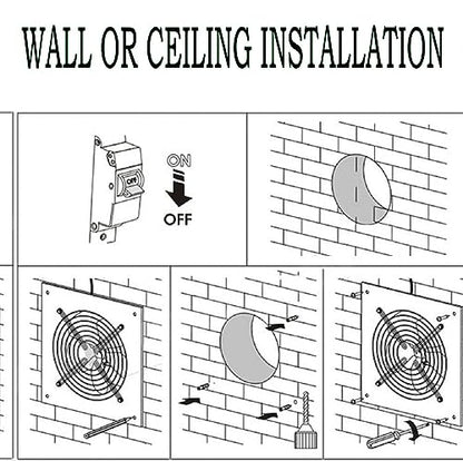 8 inch Exhaust Fan Wall Mounted Garage Ventilation Fan,500CFM Metal Attic Exhaust Fan Basement Extractor Fans with Backdraft Damper for Home Office Commercial Use(78W 110V 、White) - style: 8 inch