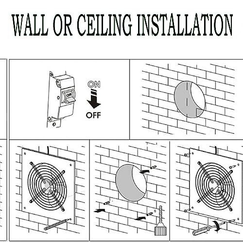 6 inch Exhaust Fan Wall Mounted Garage Ventilation Fan,290CFM Metal Attic Exhaust Fan Basement Extractor Fans with Backdraft Damper for Home Office Commercial Use(42W 110V 、White) - style: 6 inch