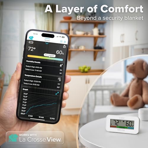 Temp Tracker Interior Wi-Fi Alert System with the Bridge Gateway and an Interior Temperature and Humidity Display with Comfort Meter - size: Small