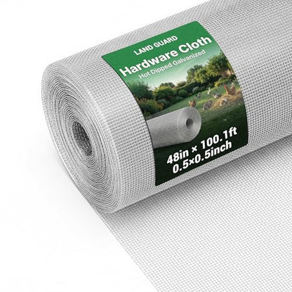 Land Guard Hardware Cloth 1/2 Inch 48inx100.1ft 19 Gauge Square Chicken Wire Fence Mesh Roll Raised Garden Bed Plant Supports Poultry Netting Cage Snake Fence… - size: 1/2inch 48inch×100.1ft