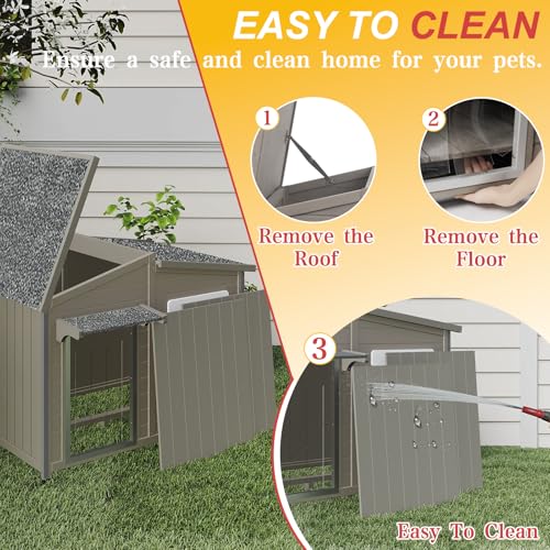 Ketive 43" L Outdoor Extra Large Dog House with Removable Floor, Raised Feet, Anti-Chewing Iron Frame – Wooden Kennel with Asphalt Roof, Window for Indoor/Outdoor Use, Ideal for Medium to Large Dogs - style: 43.5" L x 29.5" W x 33.5" H