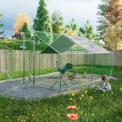 Sturdy Walk-in Chicken Run with Galvanized Steel Frame and PVC-Coated Hexagonal Wire Mesh for Outdoor Poultry Enclosure (3x4m) - color: 3x4m