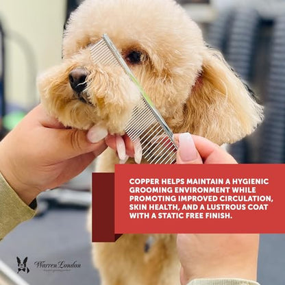 Warren London Copper Crescent Comb 6.5 Inch – Professional Dog Grooming Detail Comb with Curved Teeth – For Face, Legs, Tail, Ears, Paws, Mats, Tangles & Finishing – For Groomers & Pet Owners - style: Crescent Detail Comb