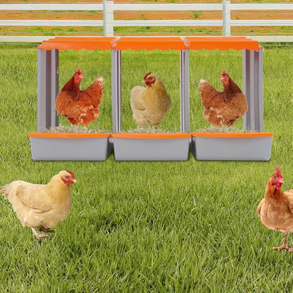 Chicken Nesting Boxes, 3 Compartment Nesting Boxes for Laying Eggs, Roll Away Nesting Box Egg Collection Tray, Wall Mount Poultry Roll Away Chicken Laying Boxes (Orange) - color: 3 Compartment Nesting Boxes (Orange)