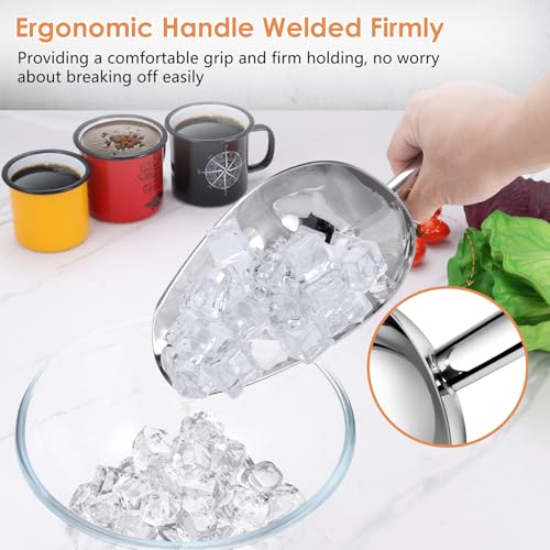 TeamFar Ice Scoop 24 oz, Stainless Steel Big Large Scoop, for Sweet Food Popcorn Flour, Healthy & Heavy Duty - Dishwasher Safe - size: 24 oz