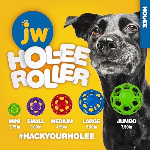 JW Pet HOL-ee Roller™, Dog Toy Puzzle Ball, Natural Rubber, Medium (4.5” Inch Diameter), Pink - color: Pink, size: 4.5 Inch