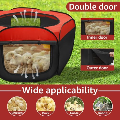 Oxford Cloth Brooder Box for Chick Starter Kit Brooder Pen/Baby Chicken Supplies, Portable Small Pet Cage Tent with Zippered Cover, Brooder Box with Ideal Size Brooding up Baby Chick, Duck and Quail