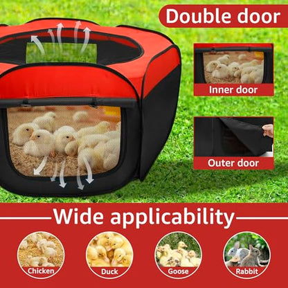 Oxford Cloth Brooder Box for Chick Starter Kit Brooder Pen/Baby Chicken Supplies, Portable Small Pet Cage Tent with Zippered Cover, Brooder Box with Ideal Size Brooding up Baby Chick, Duck and Quail