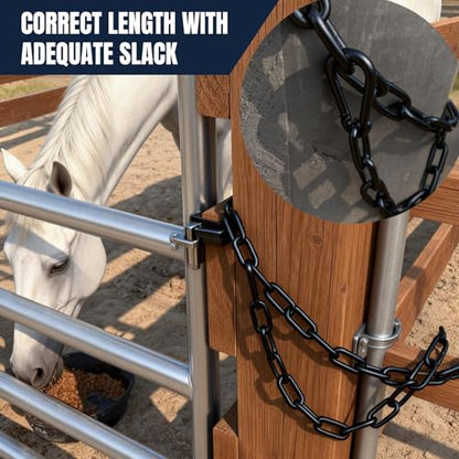 Black Gate Chain 20 Inch 3mm Metal Security Chain Lock with Metal Hooks for Outdoor Fence, Farm, Barn and Livestock (1-Pack) - size: 1-Pack
