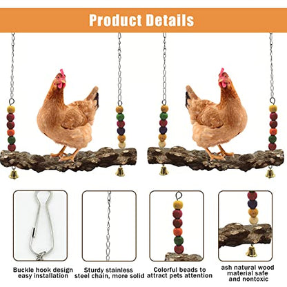 Chicken Bird Swing,Chicken Perch,Natural Wooden Swing Toys,Wood Stand for Chick,Safe and Relief of Stress,Chicken Coop Accessories,Coop Swing for Chicken Bird,Parrot,Hens (4pcs) - color: 4pcs