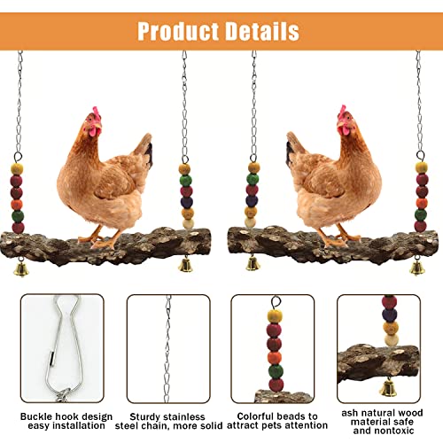 Chicken Bird Swing,Chicken Perch,Natural Wooden Swing Toys,Wood Stand for Chick,Safe and Relief of Stress,Chicken Coop Accessories,Coop Swing for Chicken Bird,Parrot,Hens (4pcs) - color: 4pcs