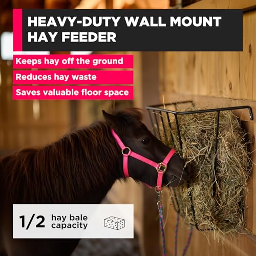 Scenic Road Wall Mount Hay Feeder for Horses, Goats, Sheep & Livestock – Heavy Duty Steel Hay Holder, Wall Mount Rack, Pig Hay Feeder, Easy to Install, 25" H x 36" W x 12" D (Model SLW910) - size: Large