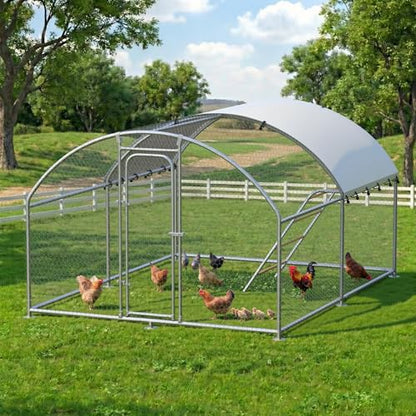 Large Metal Chicken Coop with Roosting Perch, Waterproof and UV-Resistant Cover,Outdoor Walk-in Cage Hen House for Yard Farm Rabbit Duck Chicken Run Dome Roof (10’ W x 13.2’ L x 6.4’ H) - size: 157.5"L x 118.0"W x 78.0"H
