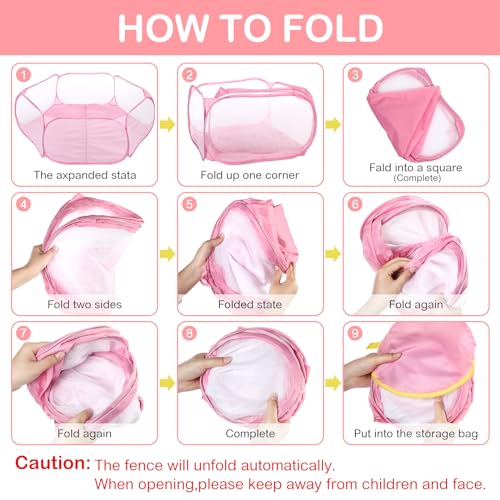 VitalCozy Hamster Playpen with Mat Small Animal Cage Tent Breathable Transparent Guinea Pig Playpen Waterproof Portable Yard Fence Mat Foldable Exercise Playpen Outdoor Indoor (Pink,Star) - color: Pink