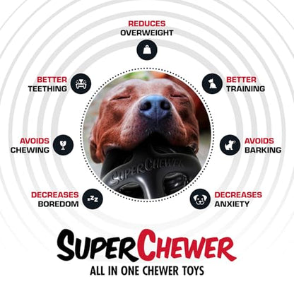 Tuff Pupper SuperChewer Extremely Tough Cage Ball for Dogs | 2X Tennis Ball Size | Natural Rubber | Tough Toy for Aggressive Chewers | Heavy Duty for Medium Large Breed | Strong but NOT Indestructible
