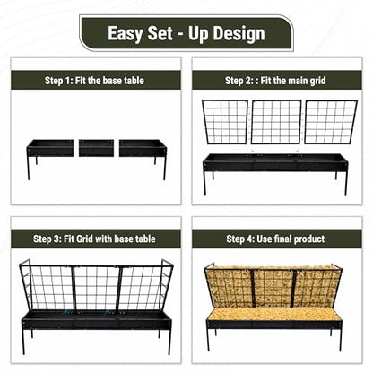 FEBTECH 42.5 Gallon Outdoor Pasture Goat Hay Feeder, Heavy Duty Powder-Coated 2 in 1 Hay Rack, Size-Adjustable Modular Design, Expandable Hay Feeder for Goats Horse Sheep Cattle Deer Barn & Pasture.. - size: 42.5 Gallon - Pasture