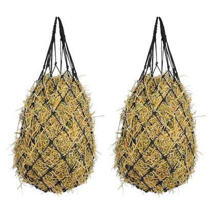 2 Pack Hay Bags for Horses, Large Slow Feed Hay Nets with Durable Mesh, Round Bale Horse Hay Feeder for Stable Stall Paddock