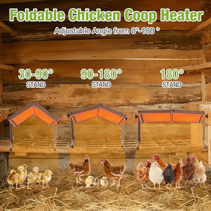 GUTINNEEN Chicken Coop Brooder Heater with UL Certified Overheat Protection, Temperature Control, Safe and Energy-Efficient 120W Heat Plate for Chicks, Adjustable Height, Timer, 22.4" x 11.8", Brown - color: Natural Wood