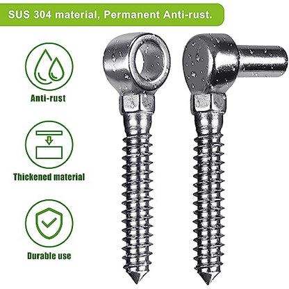 Insaga 304 Stainless Steel Gate Hinges with Screw Hook and Eye Gate Hinges to Mount Wooden Gates or Fences, One-Piece molding with Non-Welding Gate Bolt Hook (A Pair, M16) - color: M16-Hook+Eye Hinge-1pair
