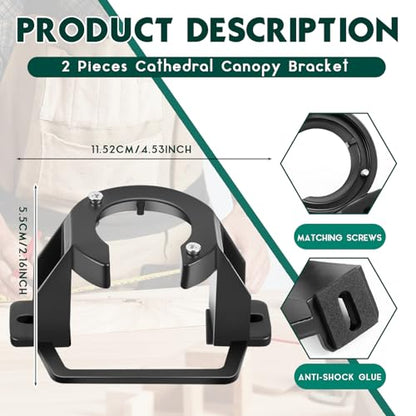 Zonon 1 Pack Ceiling Fan Mounting Bracket Ceiling Fan Mounting Kits for Cathedral Canopy Living Room, Black (Without Wire) - style: Without Wire