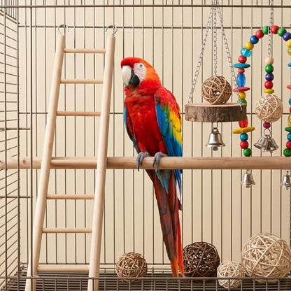 Bird Ladder for Bird Cage 2 Pack Wooden Birds Toys Cage Accessories for Parakeets Parrots Cockatoo (5 Step & 7 Step)