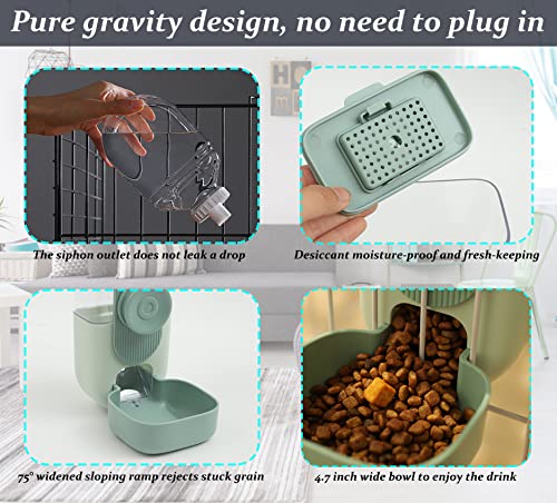 Kenond 35oz Hanging Automatic Pet Food Water Dispenser, Auto Gravity Pet Feeder and Waterer Set, Cage Cat Food Bowl Dog Feeding Station for Puppy and Kitten Rabbit Chinchilla Hedgehog Ferret (Green) - color: Green Waterer and Feeder C