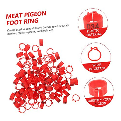 100pcs Pigeon Foot Rings Durable Leg Bands for Racing Pigeons Parakeets and Other Birds Bright Colors for Easy Identification - color: Red