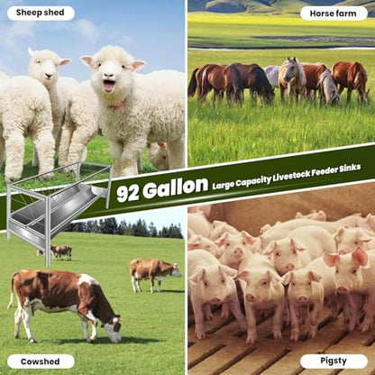 Goat Feeder, 92 Gallon Hay Feeder, Stainless Steel Livestock Hay Feeder, Sheep Feeder Trough for Barn or Outdoor Use, Free Returns! - style: Stainless Steel