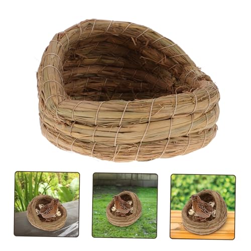 ORFOFE 2pcs Natural Straw Woven Chicken Nest Coop Nesting Pad for Chickens Small Pet Bed