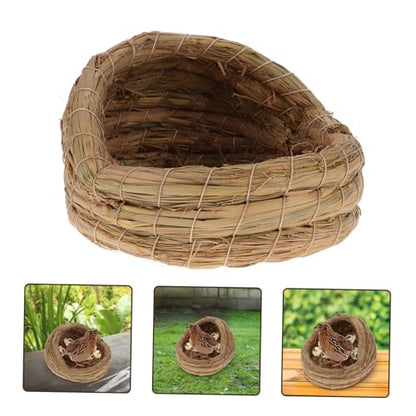 ORFOFE 2pcs Natural Straw Woven Chicken Nest Coop Nesting Pad for Chickens Small Pet Bed