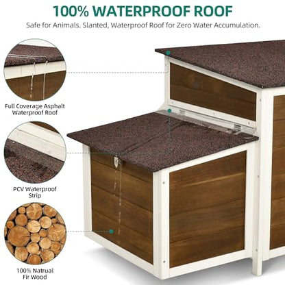 YITAHOME Chicken Coop Large Wooden Chicken House Chicken Pen Outdoor with 2 Nesting Boxes Poultry Cage Rabbit Hutch Duck Cage with Weatherproof Roof (Brown) - color: Natural, size: 66.9"L x 24.8"W x 28.0"H