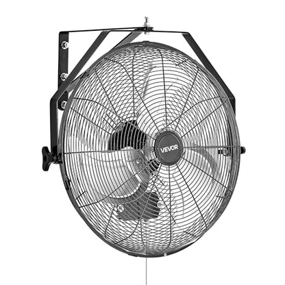 VEVOR 18 Inch Industrial Wall Mount Fan, High Velocity 4000 CFM with 3 Speeds, Powerful Motor Garage Wall Fan with Aluminum Blades for Workshop, Warehouse, Greenhouse, Commercial