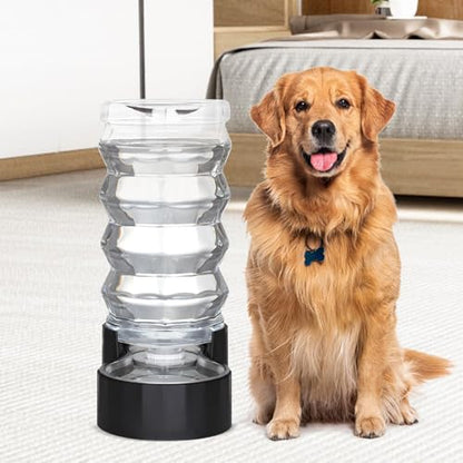 RIZZARI Black 9L Dog Water Dispenser with Stainless Steel Bowl - Advanced Filter for Urinary Health, Auto Gravity Flow, Spill-Resistant with Waterproof Mat, for Multi-Dog Homes & Garage/Balcony | Includes Filter, BPA-Free, Spill-Resistant, Waterproof Mat,
