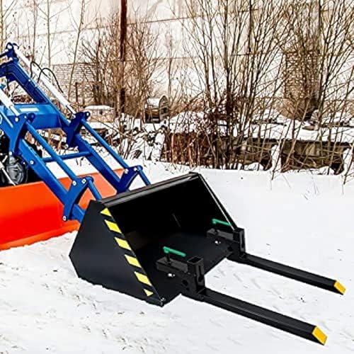 Clamp On Debris Forks To 48-60" Bucket, Heavy Duty Pallet Fork Fit For Loader Bucket Skidsteer Tractor,60''without Stabilizer Bar 4000LBS - size: 60''without Stabilizer Bar 4000LBS