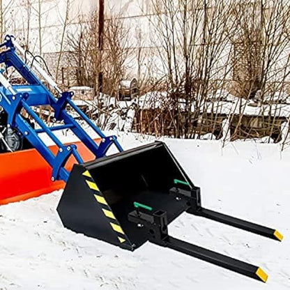 Clamp On Debris Forks To 48-60" Bucket, Heavy Duty Pallet Fork Fit For Loader Bucket Skidsteer Tractor,43''without Stabilizer Bar - size: 43''without Stabilizer Bar