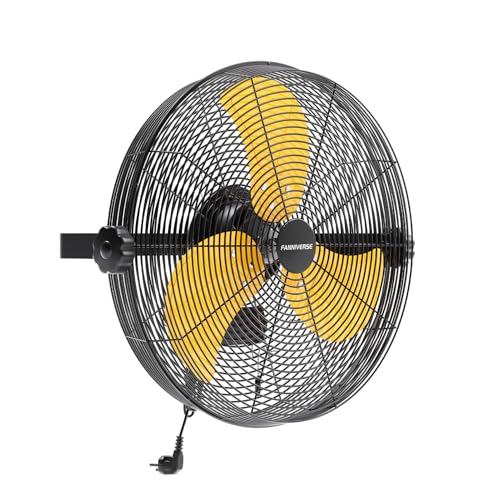18 Inch Wall Fan Pro Series - 4900 CFM 3 Speed High Velocity Industrial Wall Mount Fans for Commercial, Residential, Warehouse, Covered Patio, Shop, Garage, Barn, Gazebo UL Safety Listed - color: Yellow, size: 18 Inch