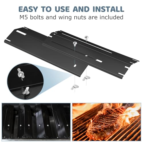 Universal Porcelain Steel Adjustable Grill Heat Plates Heat Tents Heat Shields Grill Burner Cover,Compatible with Charbroil, Nexgrill, Brinkmann, Dyna Glo etc.,Extends from 11.75" up to 21" L, 4 Pack - size: Porcelain Enameled 4-Pack